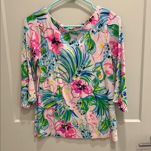 Lilly Pulitzer Pink and Green Floral Top